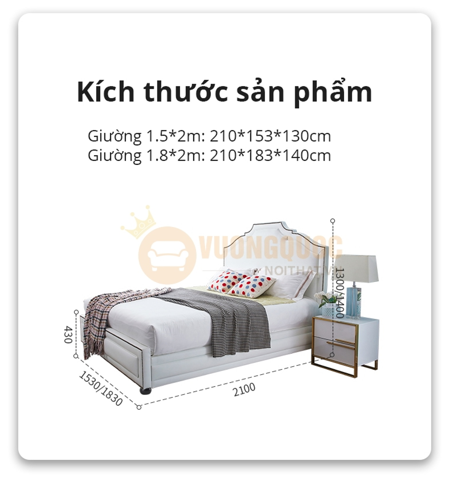 Giường ngủ cho bé đơn giản tinh tế FDCB09 kích thước