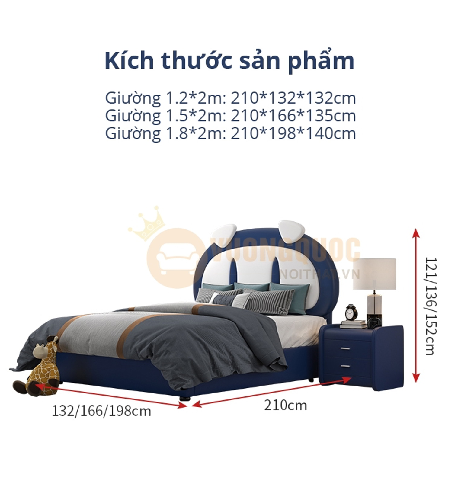Giường ngủ cho bé thiết kế ngộ nghĩnh FDCB89 kích thước