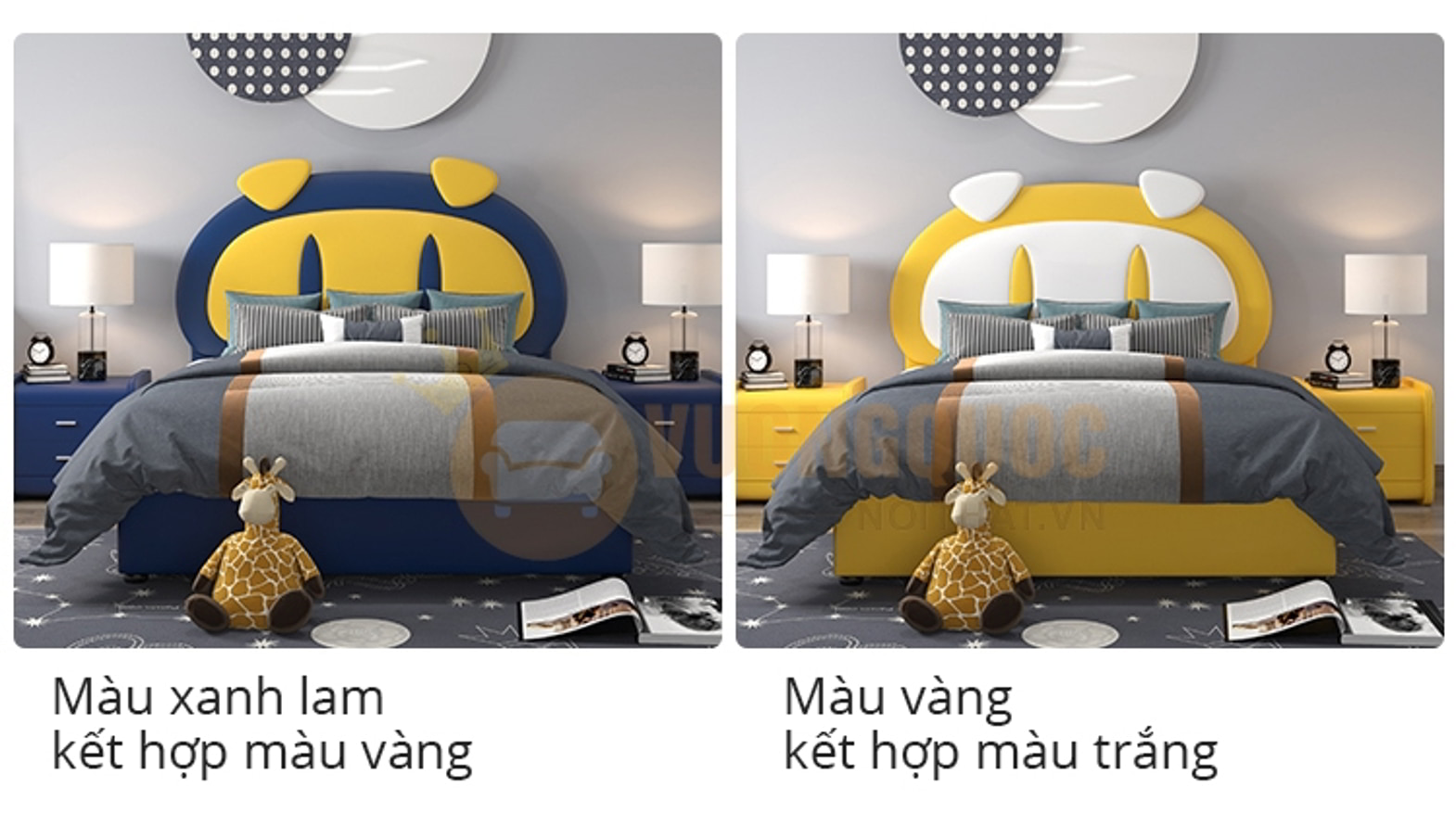 Giường ngủ cho bé thiết kế ngộ nghĩnh FDCB89 màu xanh vàng