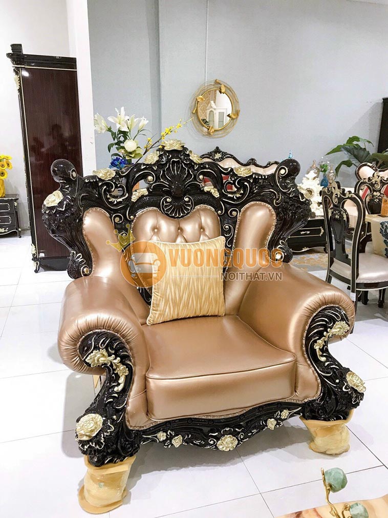 Bộ sofa phòng khách tân cổ điển cao cấp quý phái JVN699AS sofa đơn