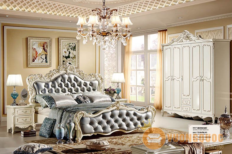Combo giường tủ phòng ngủ hoàng gia HVM8803