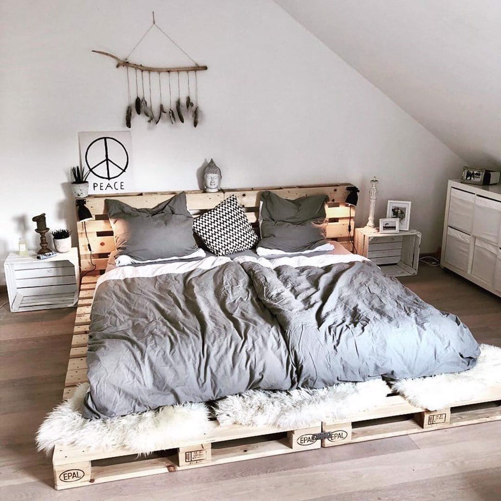 Giường pallet gỗ dáng thấp