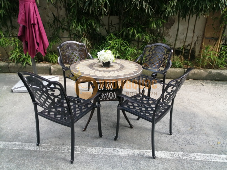 Bộ bàn ghế sân vườn nhôm đúc nhập khẩu ZXM09013H048