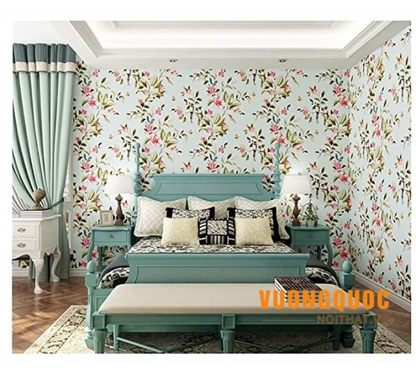 3.5. Trang trí phòng ngủ  phong cách Vintage bằng giấy dán tường