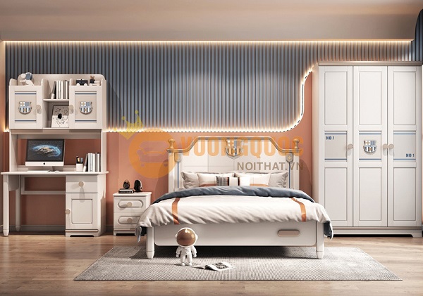 Giường ngủ cho bé trai 10 tuổi thiết kế đơn giản mà đẹp