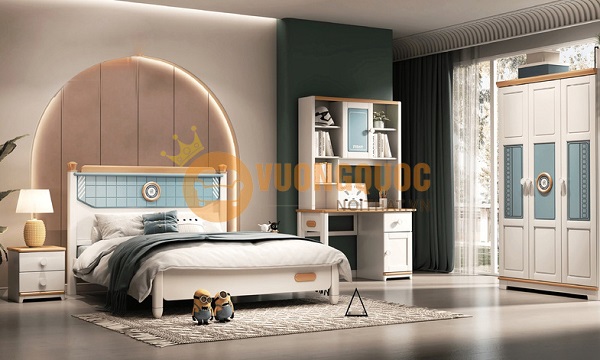 Giường ngủ cho bé trai 10 tuổi thiết kế đơn giản mà đẹp