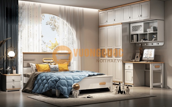 Giường ngủ cho bé trai 10 tuổi thiết kế đơn giản mà đẹp
