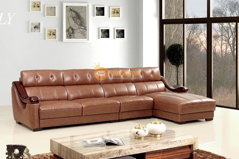 Sofa da cao cấp màu nâu bò cực sang trọng 