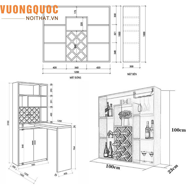 Tìm hiểu kích thước tủ rượu hợp phong thủy với từng gia chủ