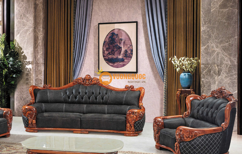 Bộ sofa phòng khách cổ điển gỗ mun HYTB16