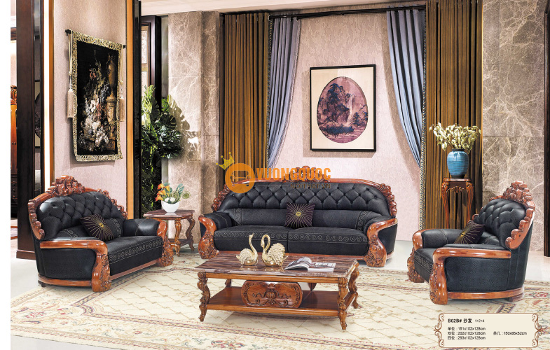 Bộ sofa phòng khách cổ điển nhập khẩu HYTB02B