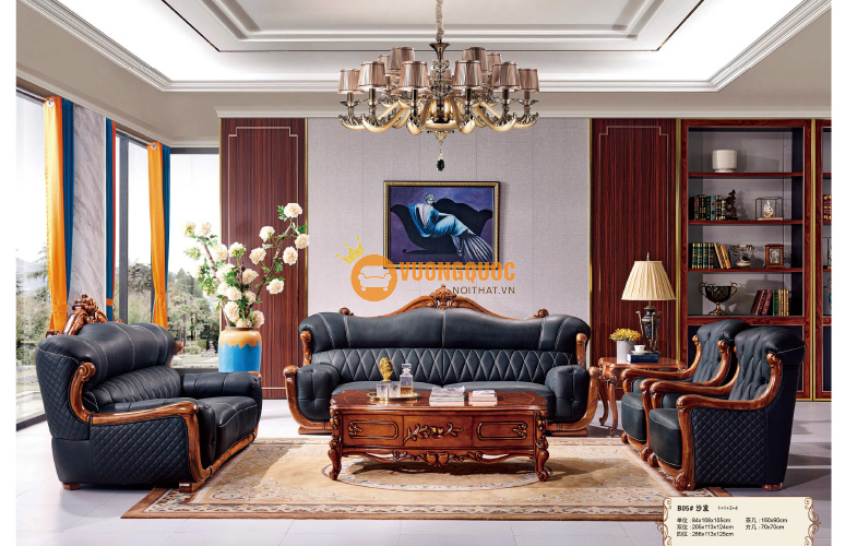 Bộ sofa phòng khách gỗ tự nhiên HYTB05