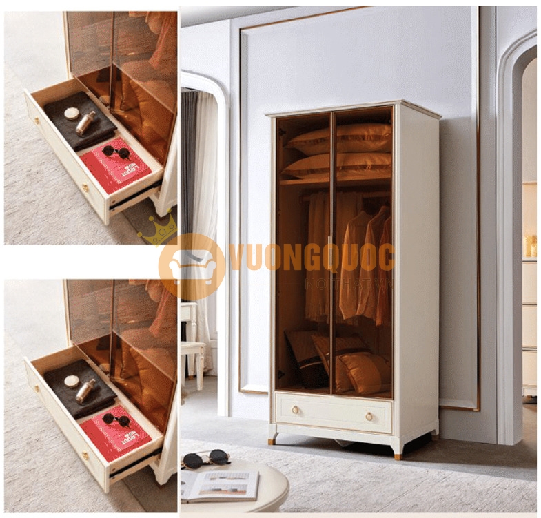 Tủ quần áo cánh kính trong suốt dễ quan sát 