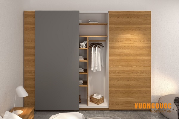 Thiết kế tủ quần áo gỗ công nghiệp âm tường 