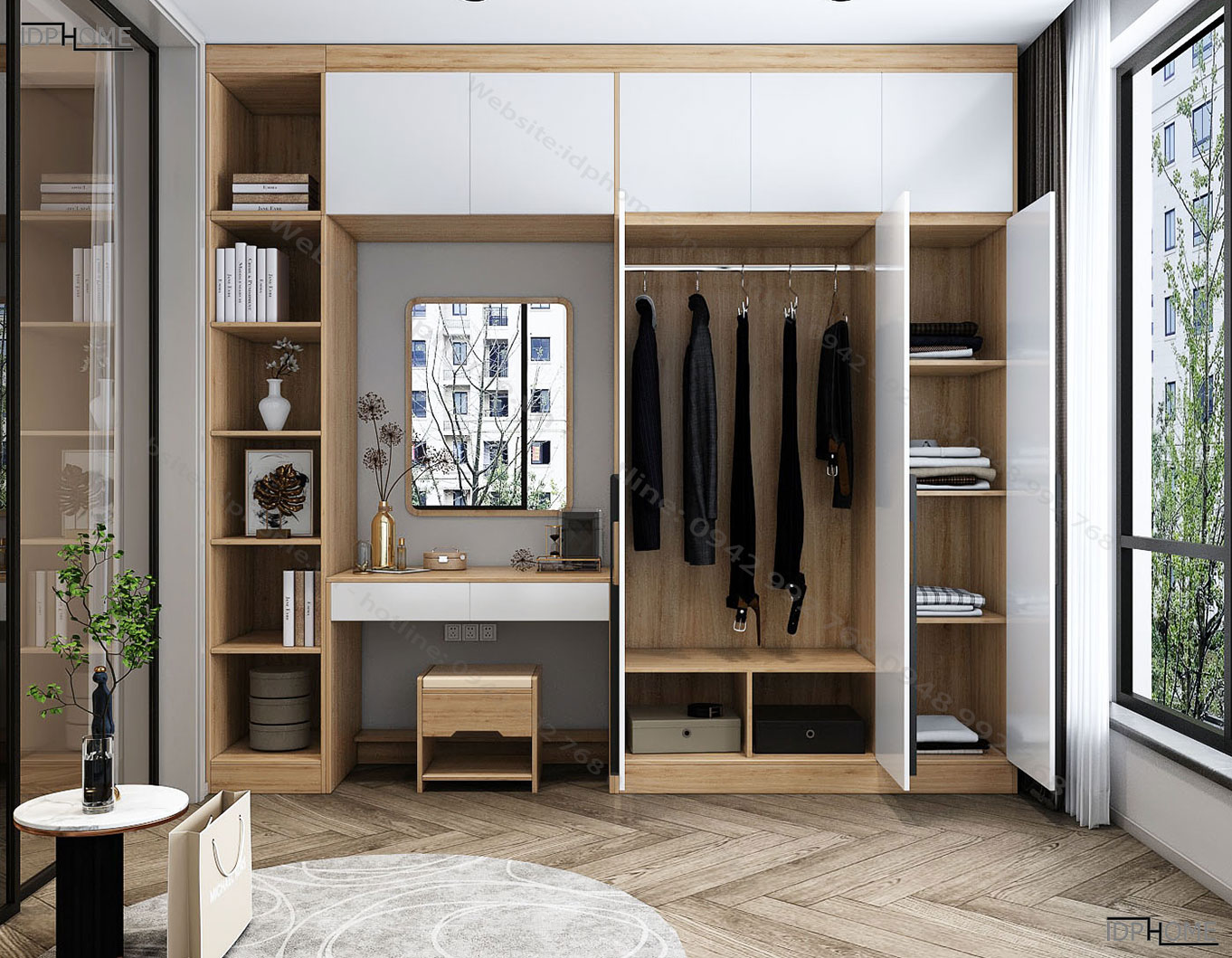 Tủ quần áo kết hợp bàn trang điểm 