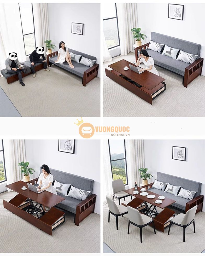 Bộ sofa thông minh kèm bàn trà nâng hạ YC001