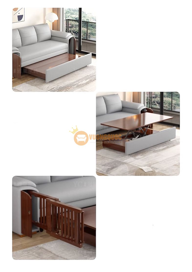 bộ sofa thông minh kèm bàn trà đa năng tích hợp bàn ăn YC106