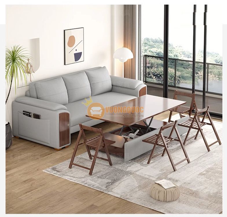 bộ sofa thông minh kèm bàn trà đa năng tích hợp bàn ăn YC106