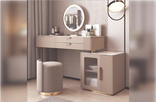BÀN GHẾ TRANG ĐIỂM THÔNG MINH CÓ TỦ PHỤ TIỆN LỢI DF718
