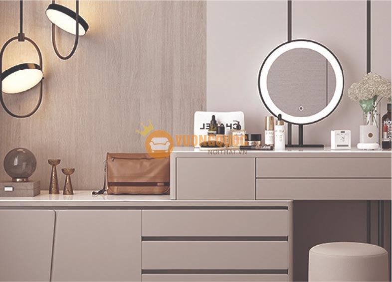 bộ bàn ghế trang điểm hiện đại thông minh có gương led 3 màu DF002