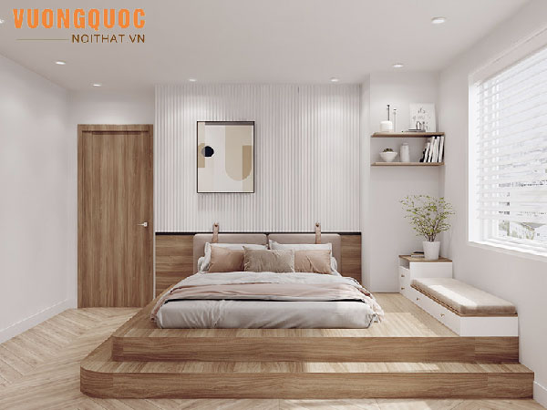 Decor phòng ngủ không giường màu be 