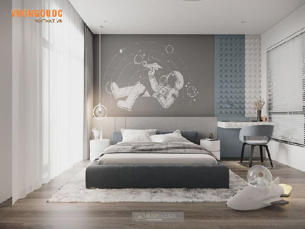 Phòng ngủ đẹp cho nam với không gian lưu trữ thông minh 