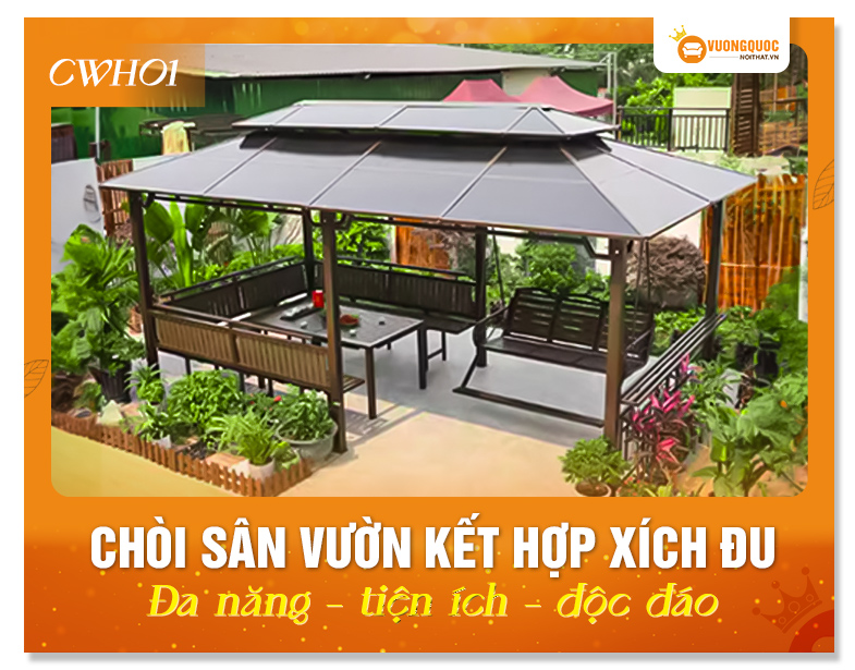 chòi sân vườn kết hợp bàn ghế 3m zxc115