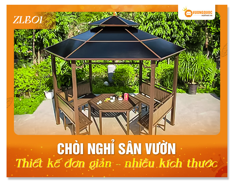 chòi sân vườn kết hợp bàn ghế cao cấp zxc116