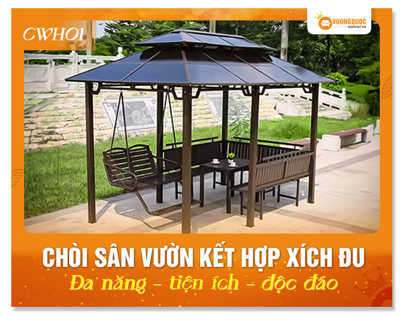 chòi sân vườn kết hợp bàn ghế 3m zxc115