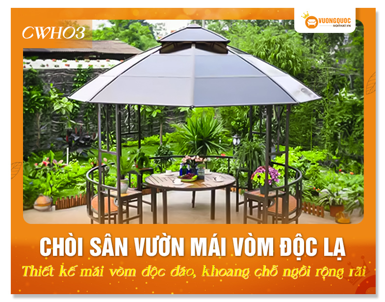 chòi sân vườn kết hợp bàn ghế 3m zxc115