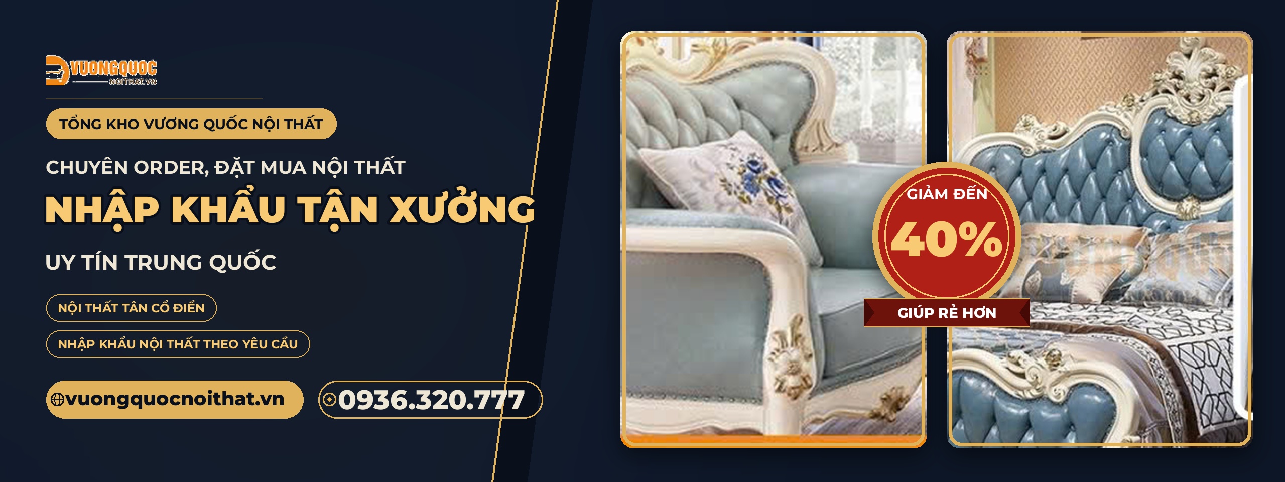 Nội thất tân cổ điển nhập khẩu giá rẻ có ngay tại tổng kho vương quốc nội thất.